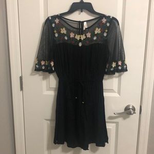 Black dress with sheer floral sleeves (Never worn)